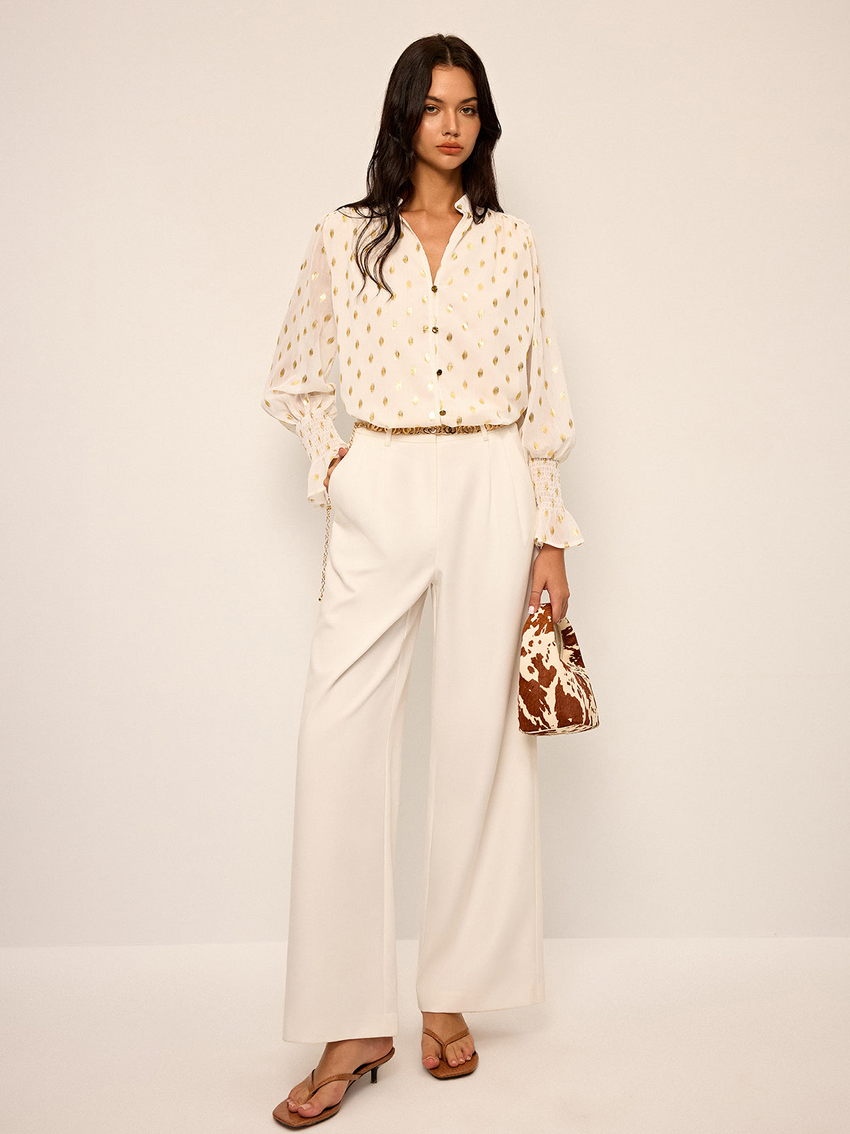 NEVINA Top en Chiffon à Pois