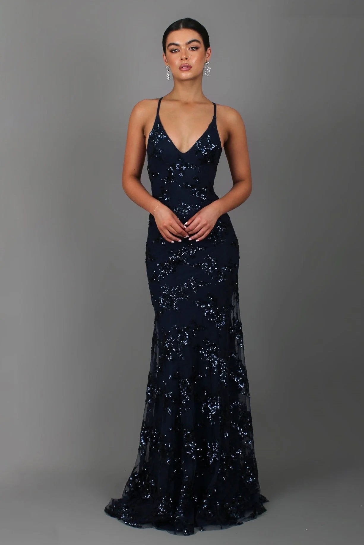 Robe maxi dos nu à sequins SERENYA