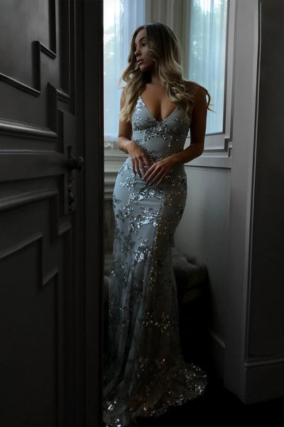 Robe maxi dos nu à sequins SERENYA